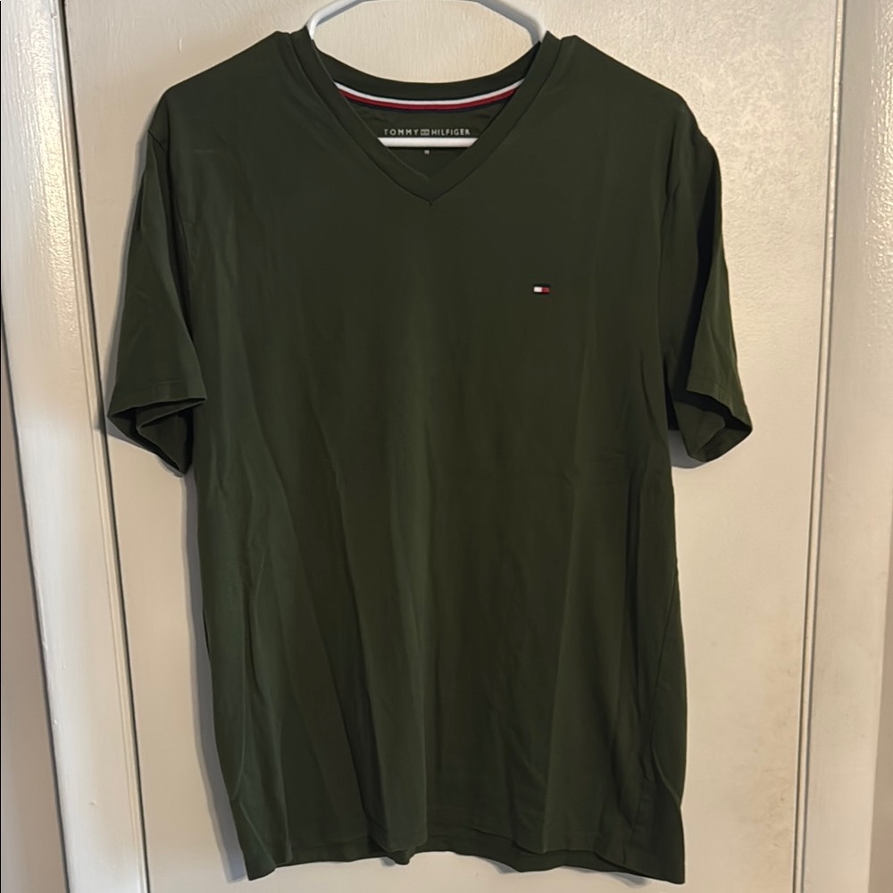 Tommy Hilfiger Men's Dark Green V-Neck Tee